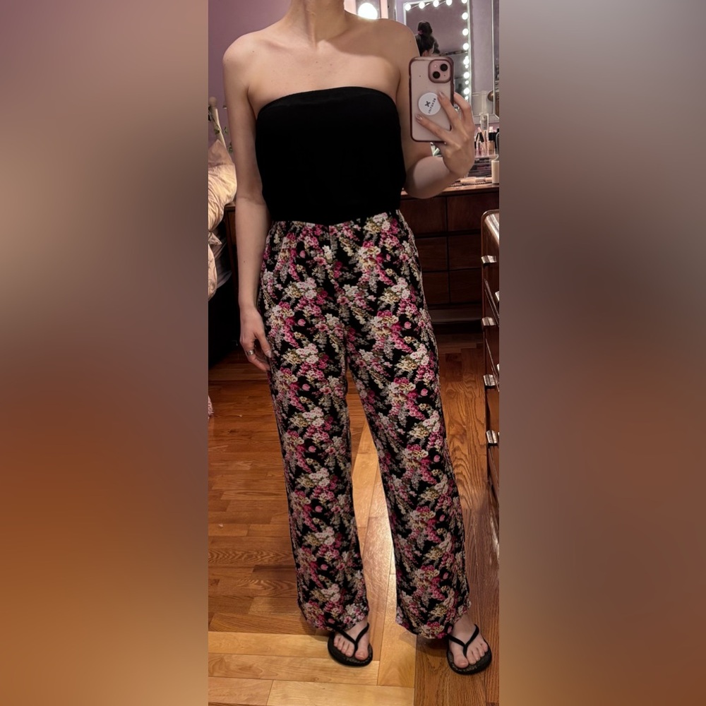 Floral Strapless Wide Leg Jumper